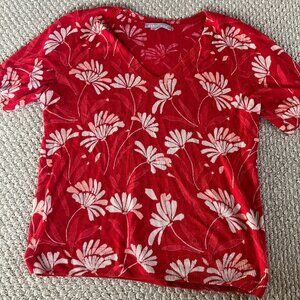Daniel Rainn StitchFix Paloma Short Sleeve Floral Red Sweater Knit M